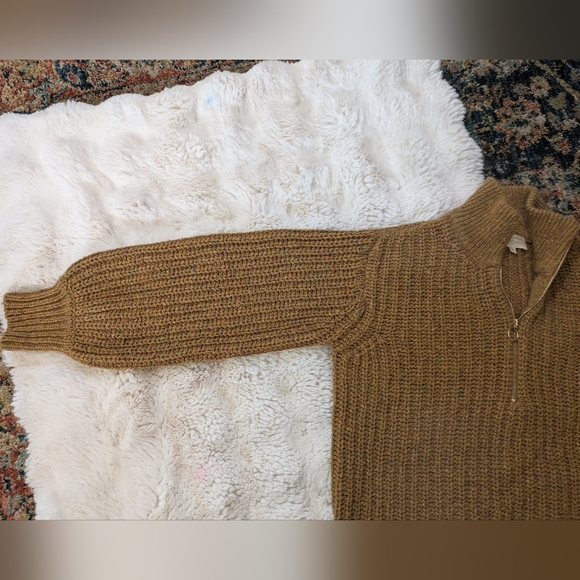 Sezane Nico Turmeric Half Zip Wool Blend Pullover Sweater - Picture 6 of 12